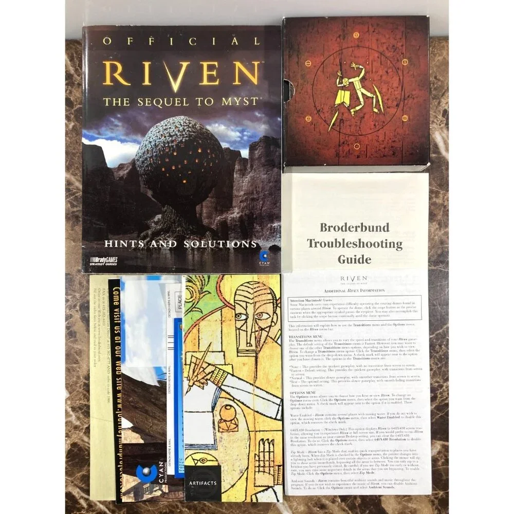 Riven: The Sequel to Myst Windows/Mac 1997 CD-Rom w/BradyGames Hints & Solutions
